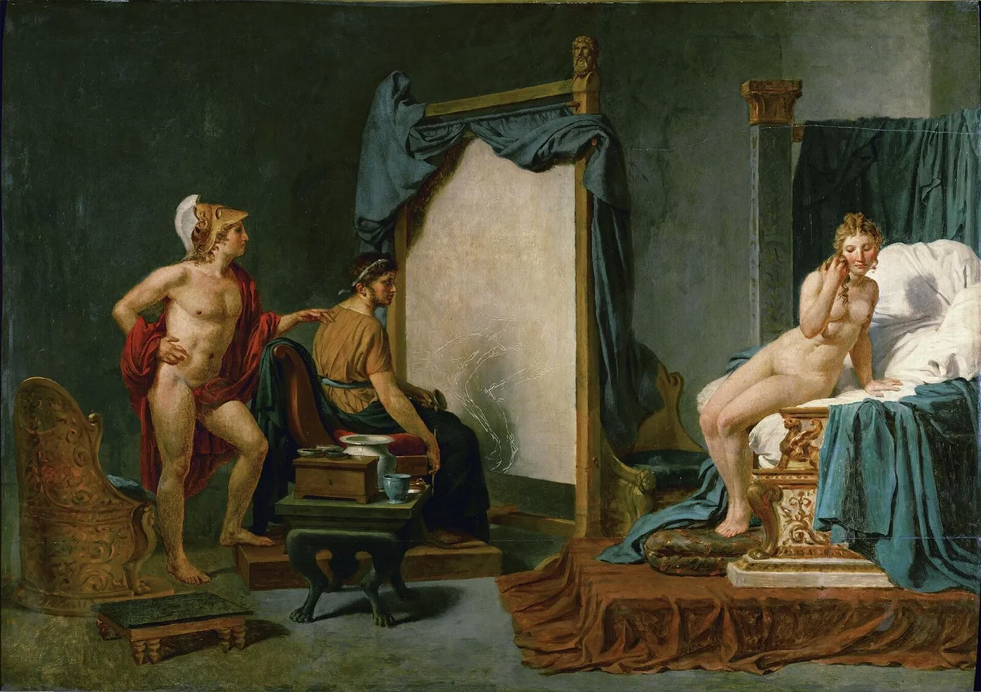 Apelles Painting Campaspe in the Presence of Alexander the Great (1814) by Jacques-Louis David — original painting reproduced as a hand-painted oil on canvas