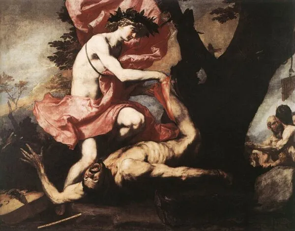 Apollo Flaying Marsyas (1637) by Jusepe de Ribera — original painting reproduced as a hand-painted oil on canvas