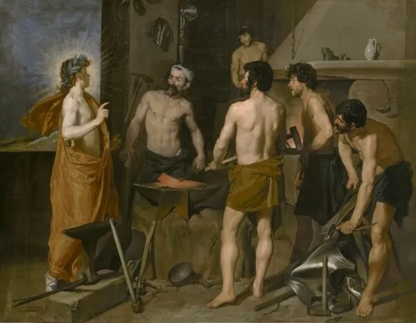 Apollo in the Forge of Vulcan (1630) by Diego Velázquez — original painting reproduced as a hand-painted oil on canvas