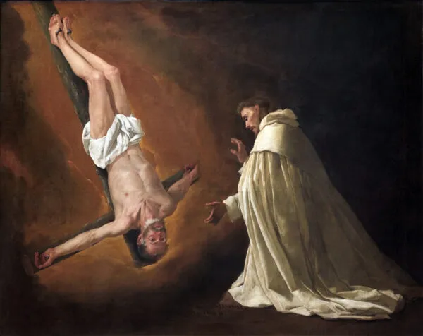 Apparition of the Apostle Peter to Saint Peter Nolasco (1629) by Francisco de Zurbarán — original painting reproduced as a hand-painted oil on canvas