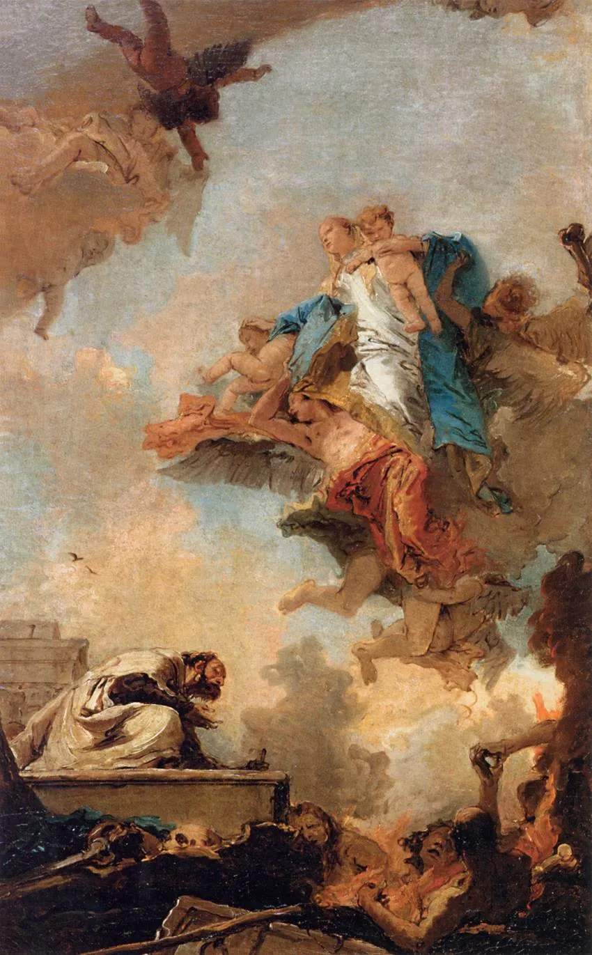 Apparition of the Virgin to St. Simon Stock (1746) by Giovanni Battista Tiepolo — original painting reproduced as a hand-painted oil on canvas