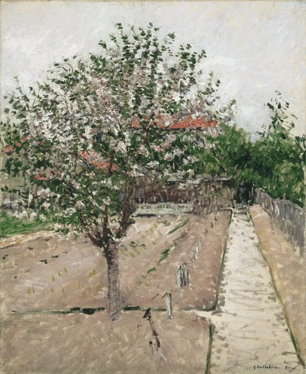 Apple Tree in Bloom (1885) by Gustave Caillebotte — original painting reproduced as a hand-painted oil on canvas