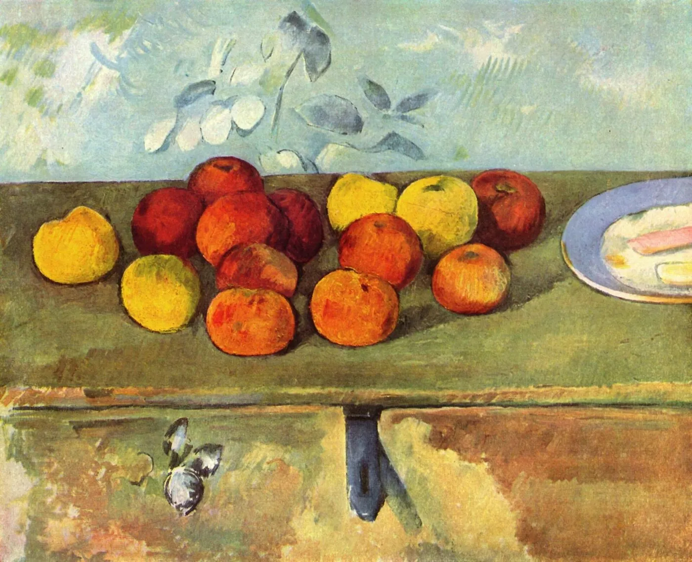 Apples and biscuits (1880) by Paul Cézanne — original painting reproduced as a hand-painted oil on canvas