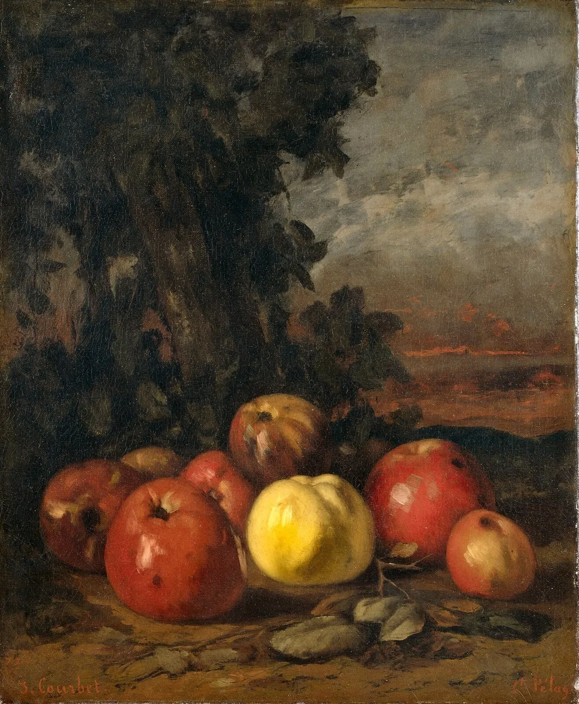 Apples (1872) by Gustave Courbet — original painting reproduced as a hand-painted oil on canvas