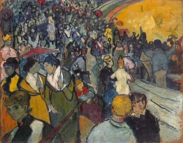 Arena in Arles (1888) by Vincent van Gogh — original painting reproduced as a hand-painted oil on canvas