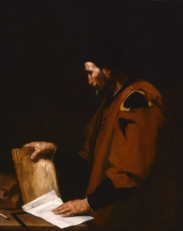 Aristotle (1637) by Jusepe de Ribera — original painting reproduced as a hand-painted oil on canvas