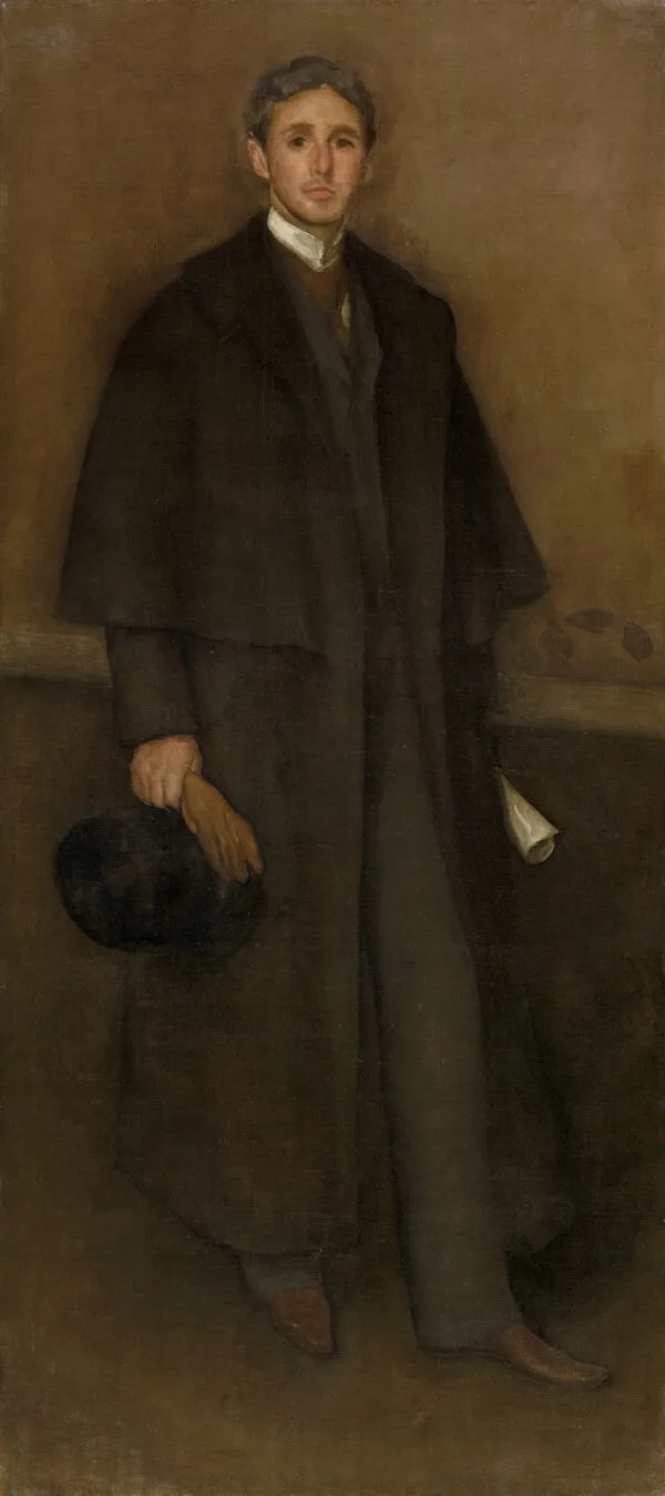 Arrangement in Flesh Color and Brown: Portrait of Arthur Jerome Eddy (1894) by James McNeill Whistler — original painting reproduced as a hand-painted oil on canvas