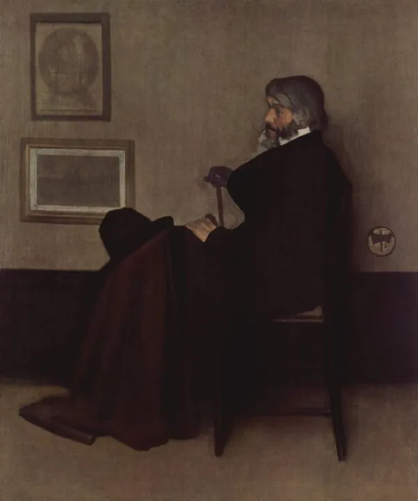 Arrangement in Grey and Black, No. 2: Portrait of Thomas Carlyle (1873) by James McNeill Whistler — original painting reproduced as a hand-painted oil on canvas