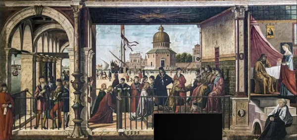 Arrival of the English Ambassadors (1495) by Vittore Carpaccio — original painting reproduced as a hand-painted oil on canvas