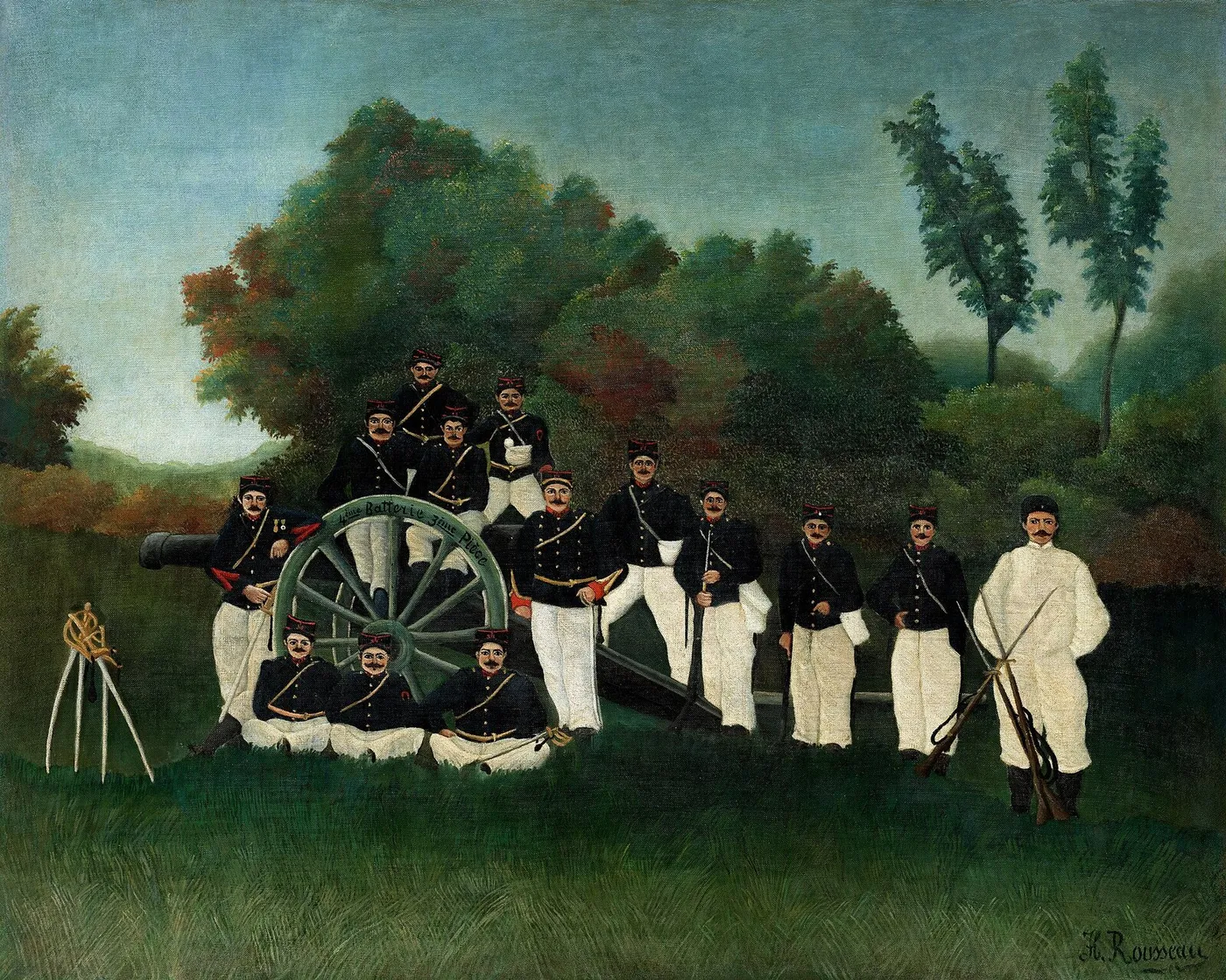Artillerymen (1894) by Henri Rousseau — original painting reproduced as a hand-painted oil on canvas