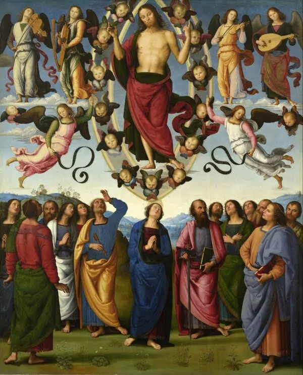 Ascension of Christ (1450) by Pietro Perugino — original painting reproduced as a hand-painted oil on canvas