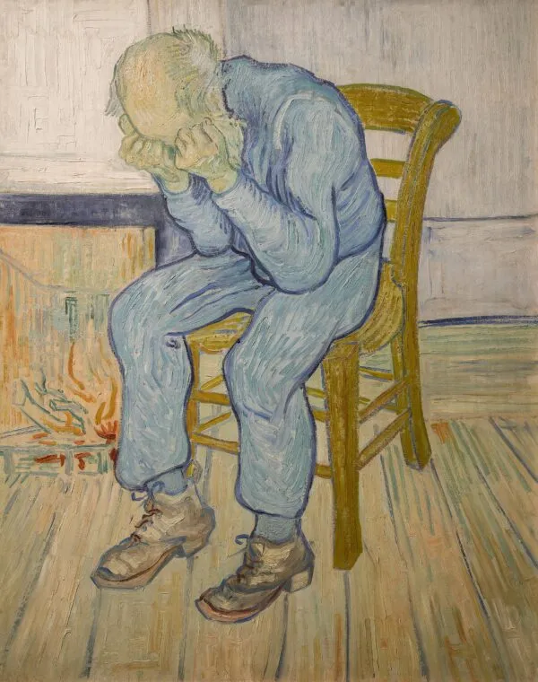 At Eternity's Gate (1890) by Vincent van Gogh — original painting reproduced as a hand-painted oil on canvas