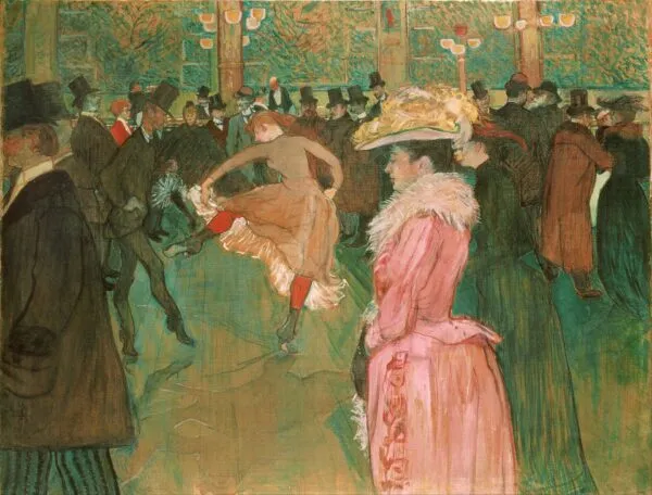 At the Moulin Rouge, The Dance (1890) by Henri de Toulouse-Lautrec — original painting reproduced as a hand-painted oil on canvas