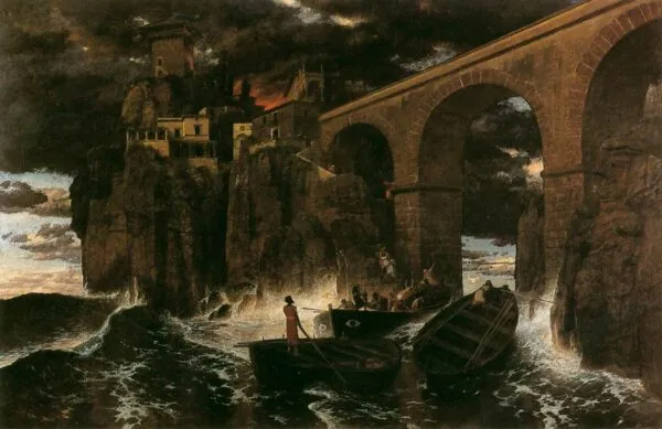 Attack by Pirates (1886) by Arnold Böcklin — original painting reproduced as a hand-painted oil on canvas