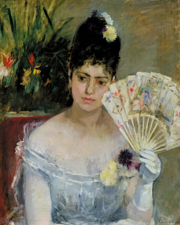 Au bal (1875) by Berthe Morisot — original painting reproduced as a hand-painted oil on canvas