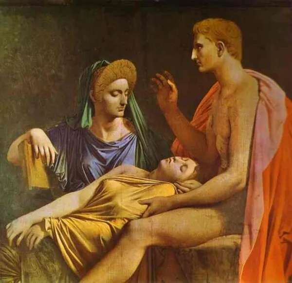 Augustus Listening to the Reading of the Aeneid (1812) by Jean-Auguste-Dominique Ingres — original painting reproduced as a hand-painted oil on canvas