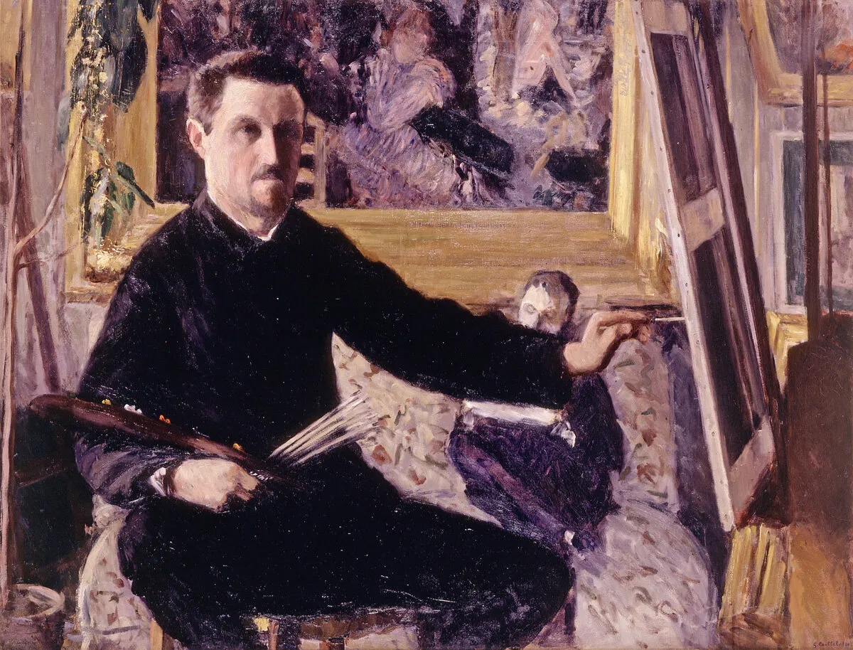 Autoportrait au chevalet (1879) by Gustave Caillebotte — original painting reproduced as a hand-painted oil on canvas