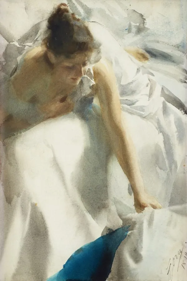 Awakening, Boulevard de Clichy (1892) by Anders Zorn — original watercolour reproduced as a hand-painted oil on canvas