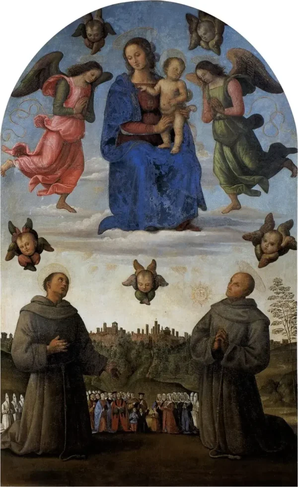 Banner of Justice (1501) by Pietro Perugino — original painting reproduced as a hand-painted oil on canvas