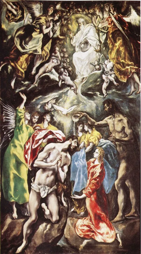 Baptism of Christ (1608) by El Greco — original painting reproduced as a hand-painted oil on canvas