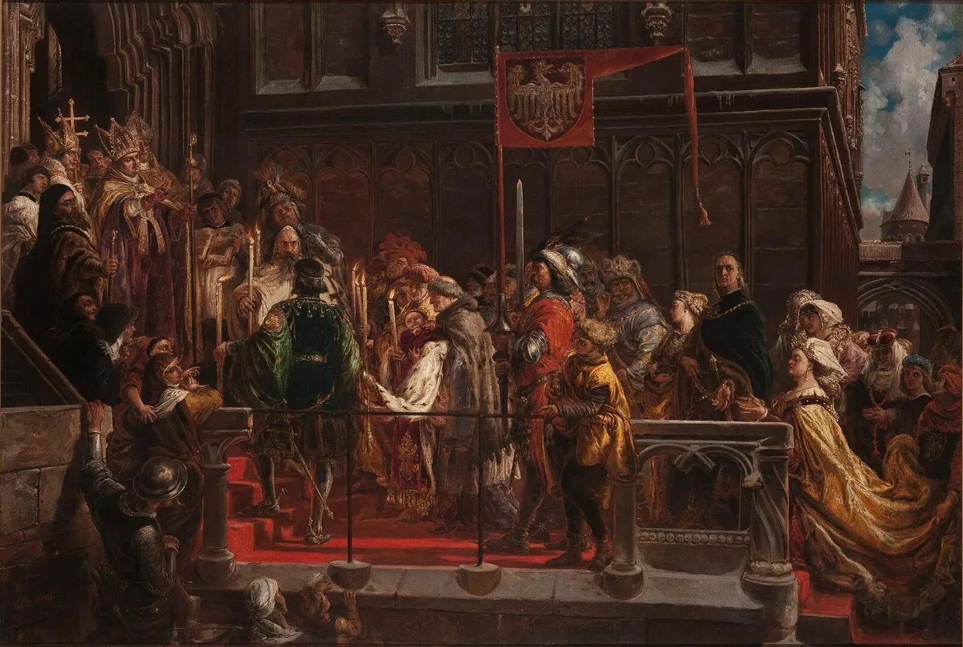 Baptism of Wladislaus III of Poland 18 02 1425 (1881) by Jan Matejko — original painting reproduced as a hand-painted oil on canvas