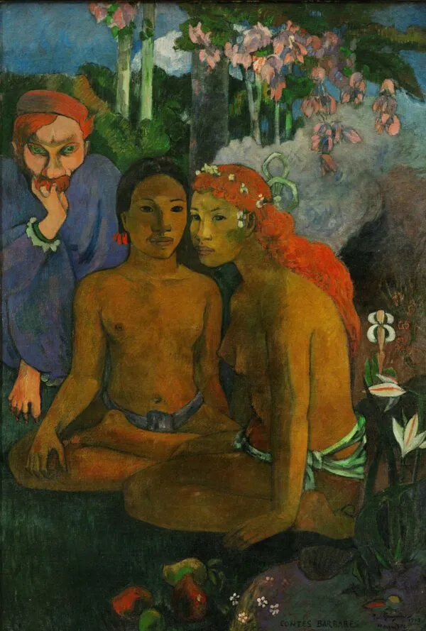 Barbarian Tales (1902) by Paul Gauguin — original painting reproduced as a hand-painted oil on canvas