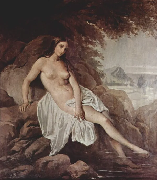 Bather (1832) by Francesco Hayez — original painting reproduced as a hand-painted oil on canvas