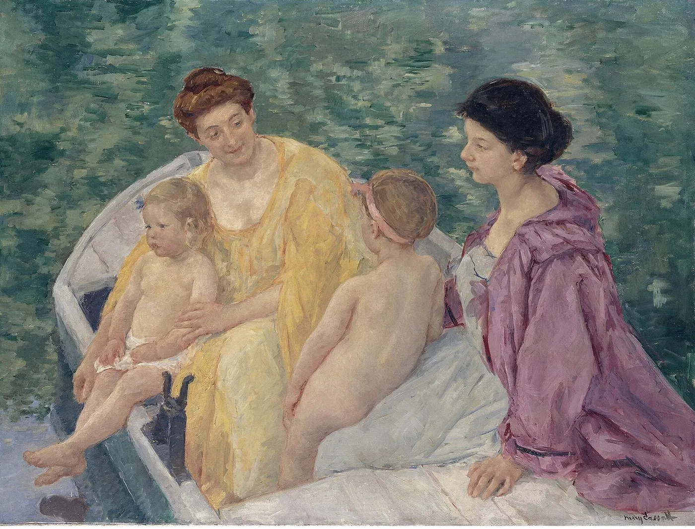 Bathing (1910) by Mary Cassatt — original painting reproduced as a hand-painted oil on canvas