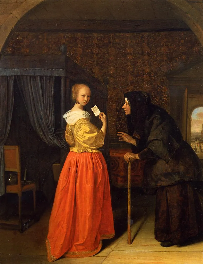 Bathsheba receiving David's Letter (1659) by Jan Steen — original painting reproduced as a hand-painted oil on canvas
