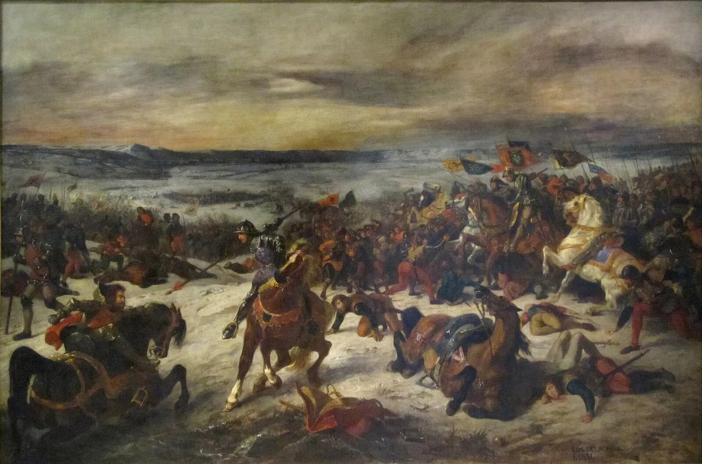 Battle of Nancy (1477) (1831) by Eugène Delacroix — original painting reproduced as a hand-painted oil on canvas