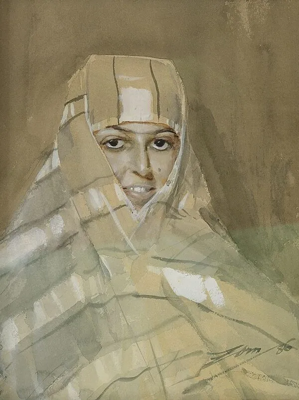 Bedouin Girl (1886) by Anders Zorn — original watercolour reproduced as a hand-painted oil on canvas