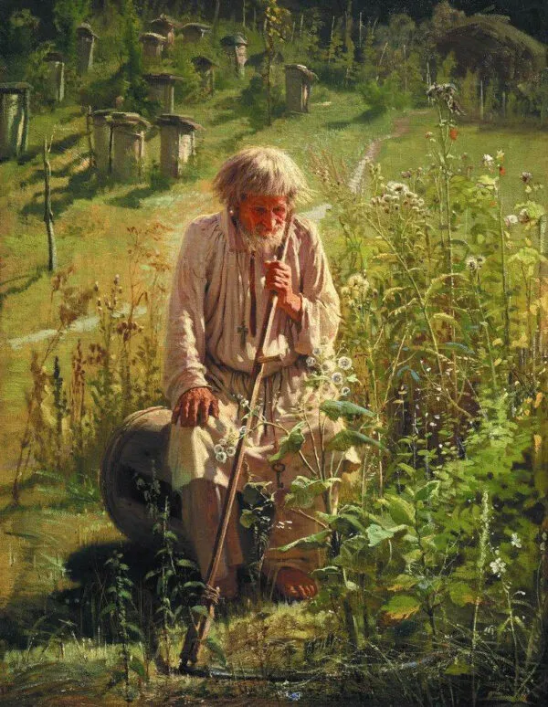 Beekeeper (1872) by Ivan Kramskoi — original painting reproduced as a hand-painted oil on canvas