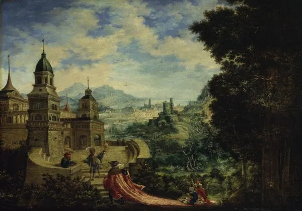 Begging Sits on Pride's Train (1531) by Albrecht Altdorfer — original painting reproduced as a hand-painted oil on canvas