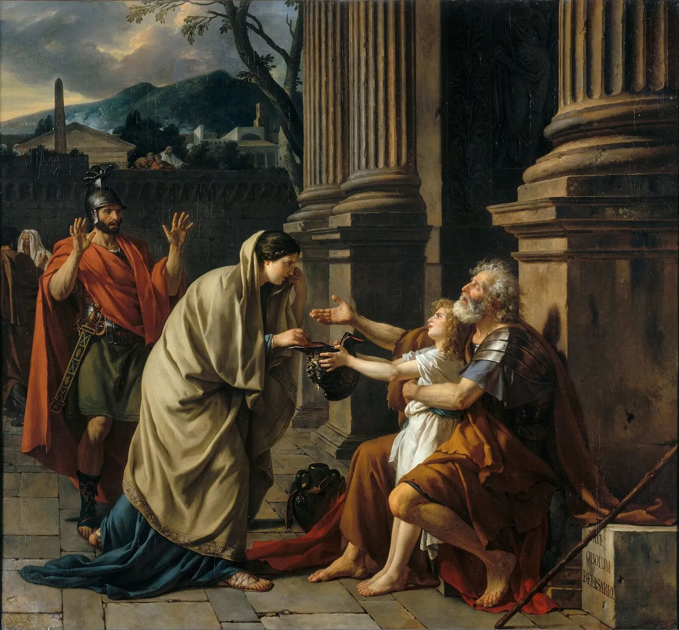 Belisarius Begging for Alms (1781) by Jacques-Louis David — original painting reproduced as a hand-painted oil on canvas