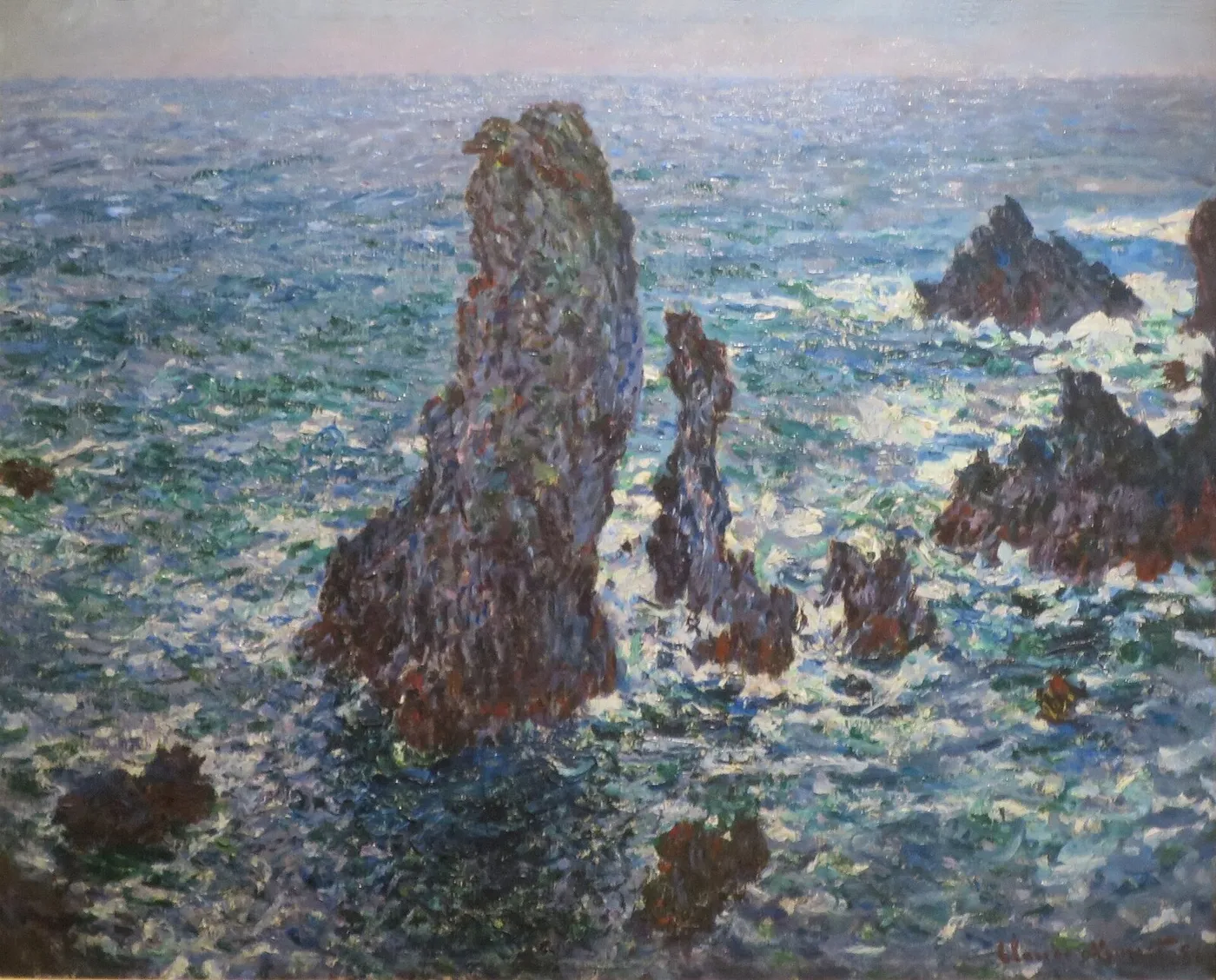 Belle-Île Rocks (1886) by Claude Monet — original painting reproduced as a hand-painted oil on canvas