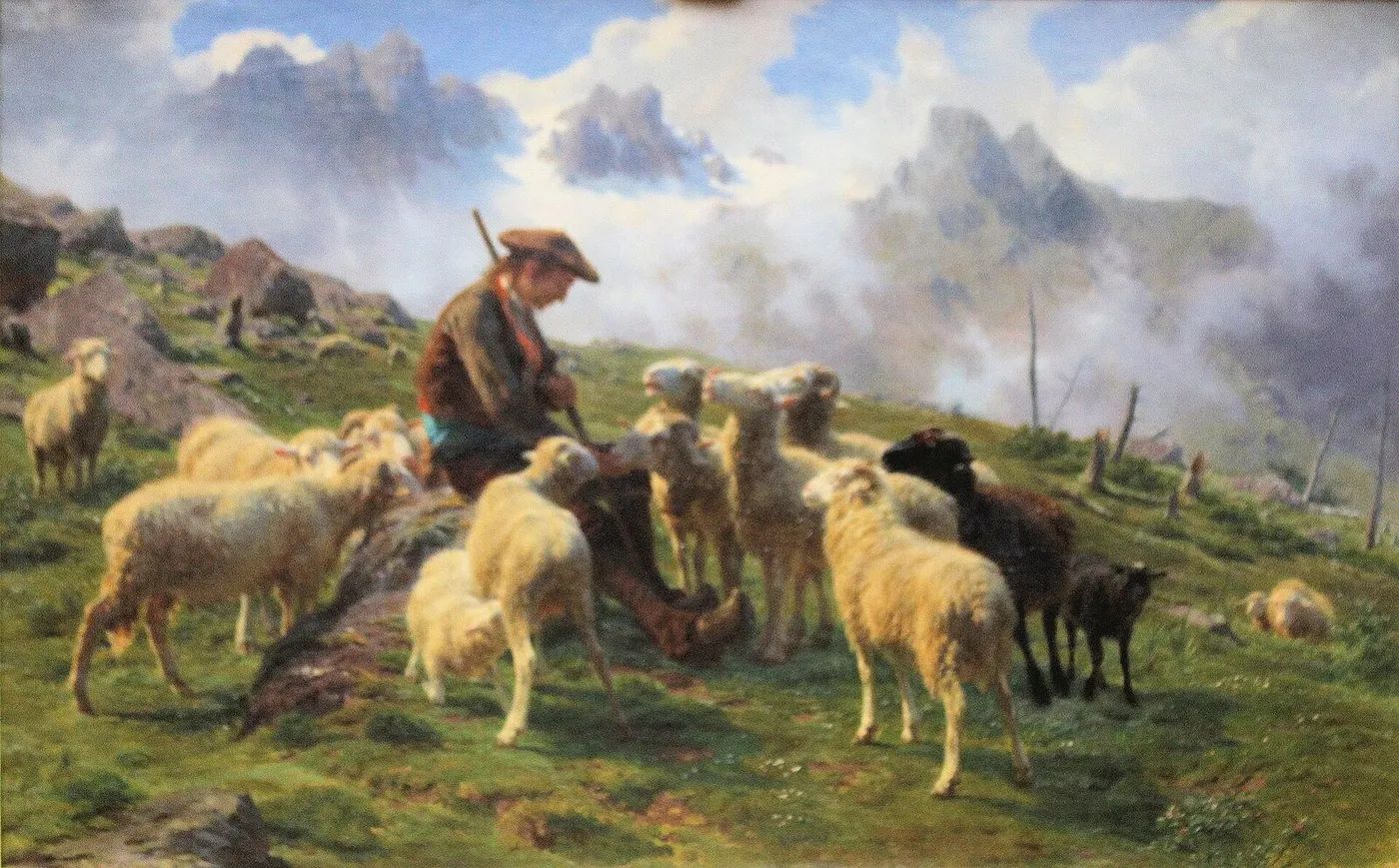 Berger des Pyrénées (1864) by Rosa Bonheur — original painting reproduced as a hand-painted oil on canvas