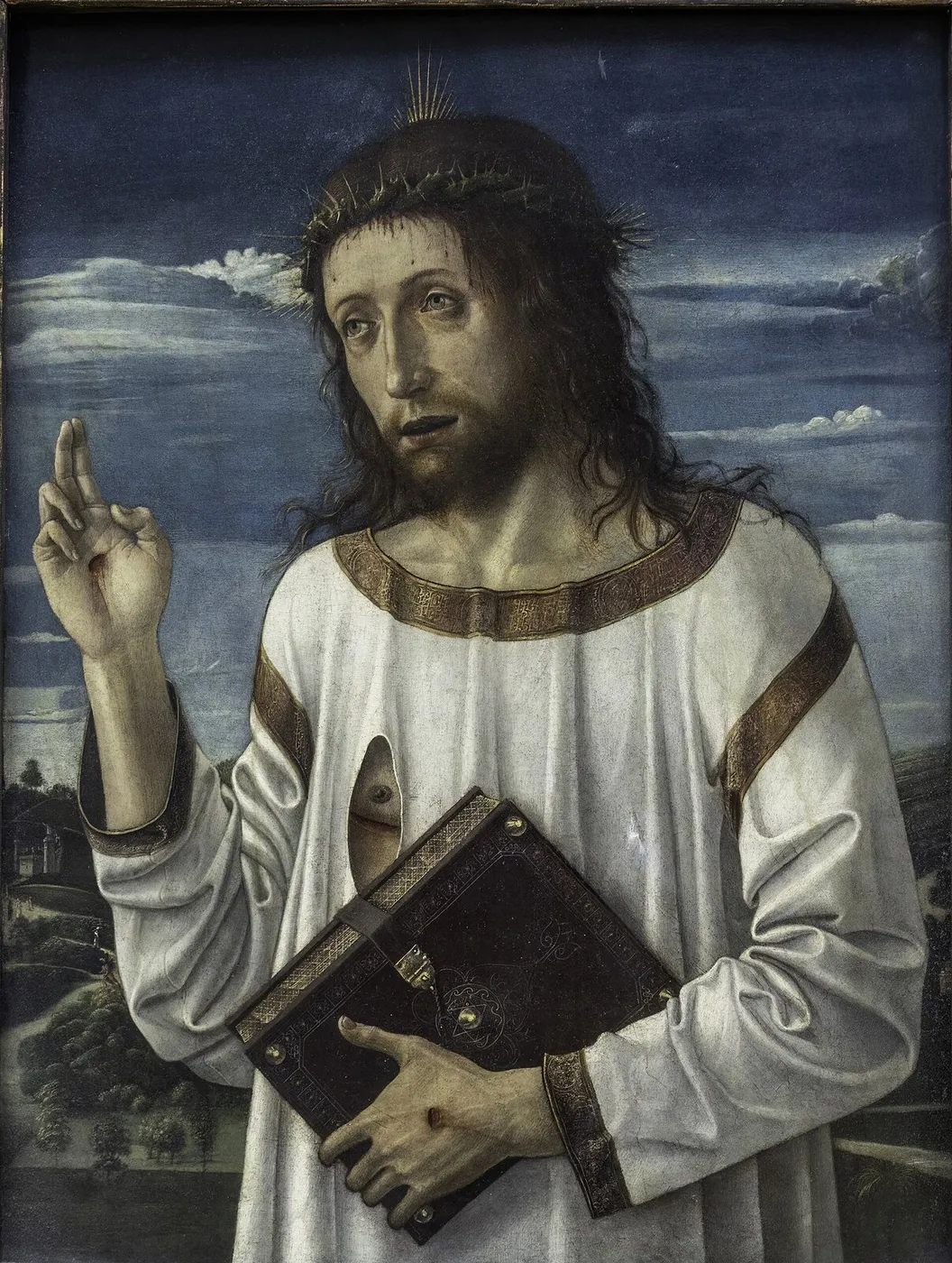 Blessing Christ (1465) by Giovanni Bellini — original painting reproduced as a hand-painted oil on canvas