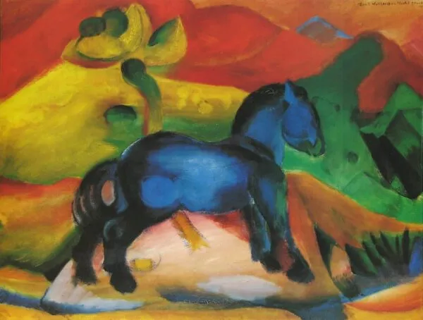 Blue horse (1912) by Franz Marc — original painting reproduced as a hand-painted oil on canvas