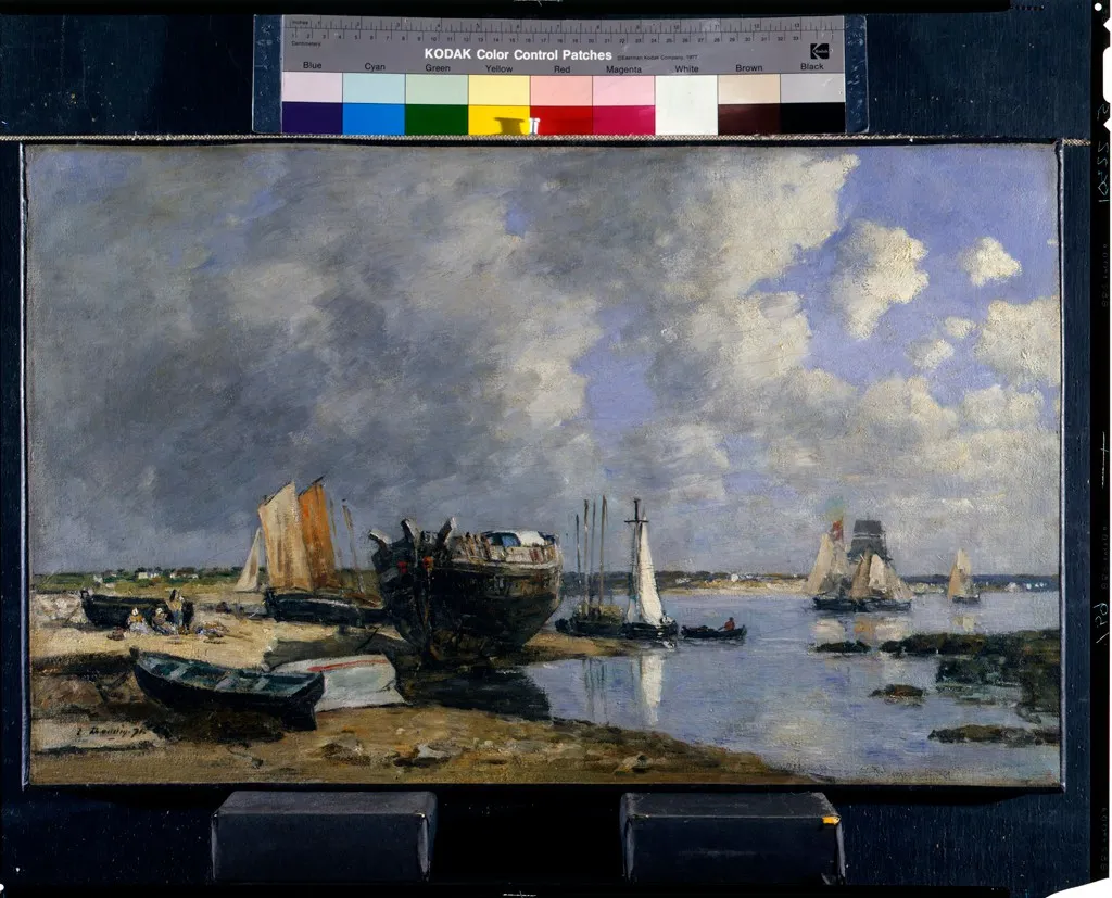 Boats at Anchor and Beachhead — Eugène Louis Boudin