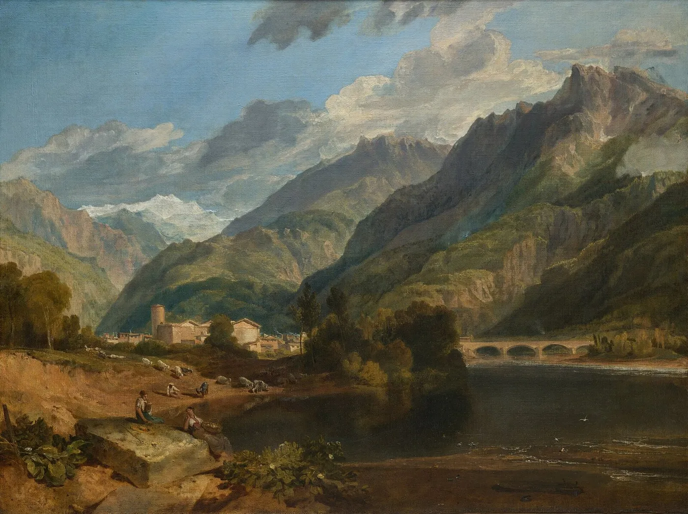 Bonneville, Savoy (1803) by J. M. W. Turner — original painting reproduced as a hand-painted oil on canvas