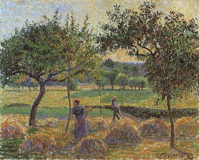 Bountiful Harvest (1893) by Camille Pissarro — original painting reproduced as a hand-painted oil on canvas