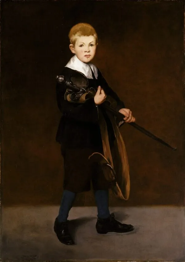 Boy Carrying a Sword (1861) by Édouard Manet — original painting reproduced as a hand-painted oil on canvas