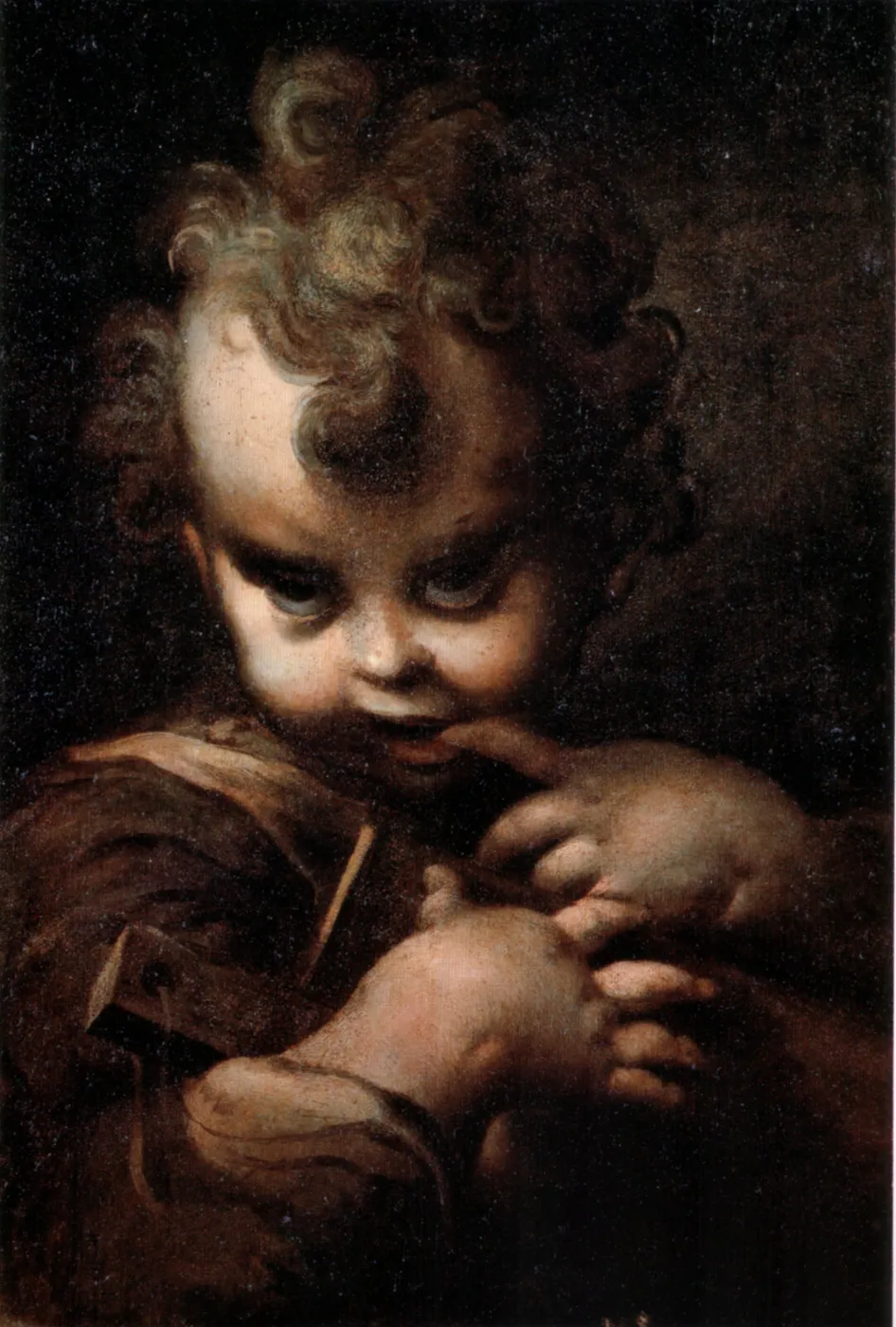 Boy with a Finger in His Mouth (1530) by Parmigianino — original painting reproduced as a hand-painted oil on canvas