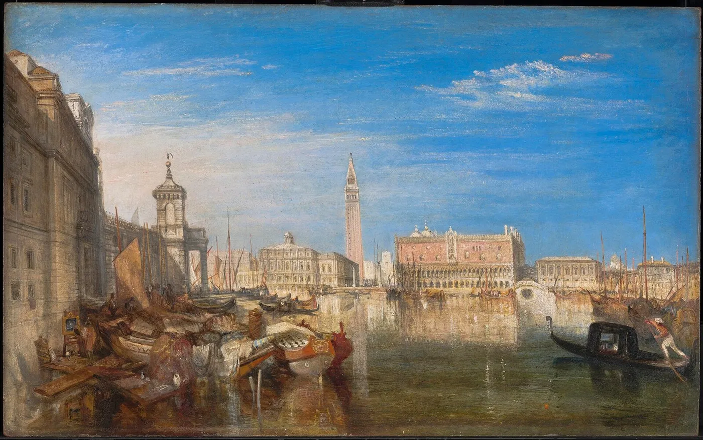 Bridge of Sighs, Ducal Palace and Custom House, Venice: Canaletto painting — J. M. W. Turner