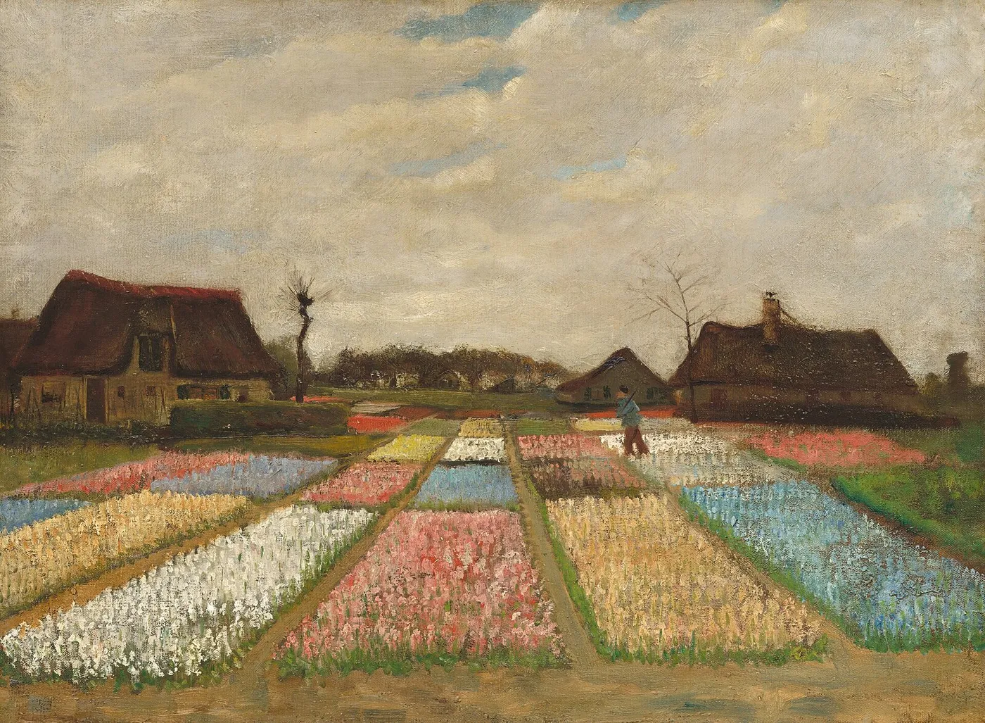 Bulb Fields (1883) by Vincent van Gogh — original painting reproduced as a hand-painted oil on canvas