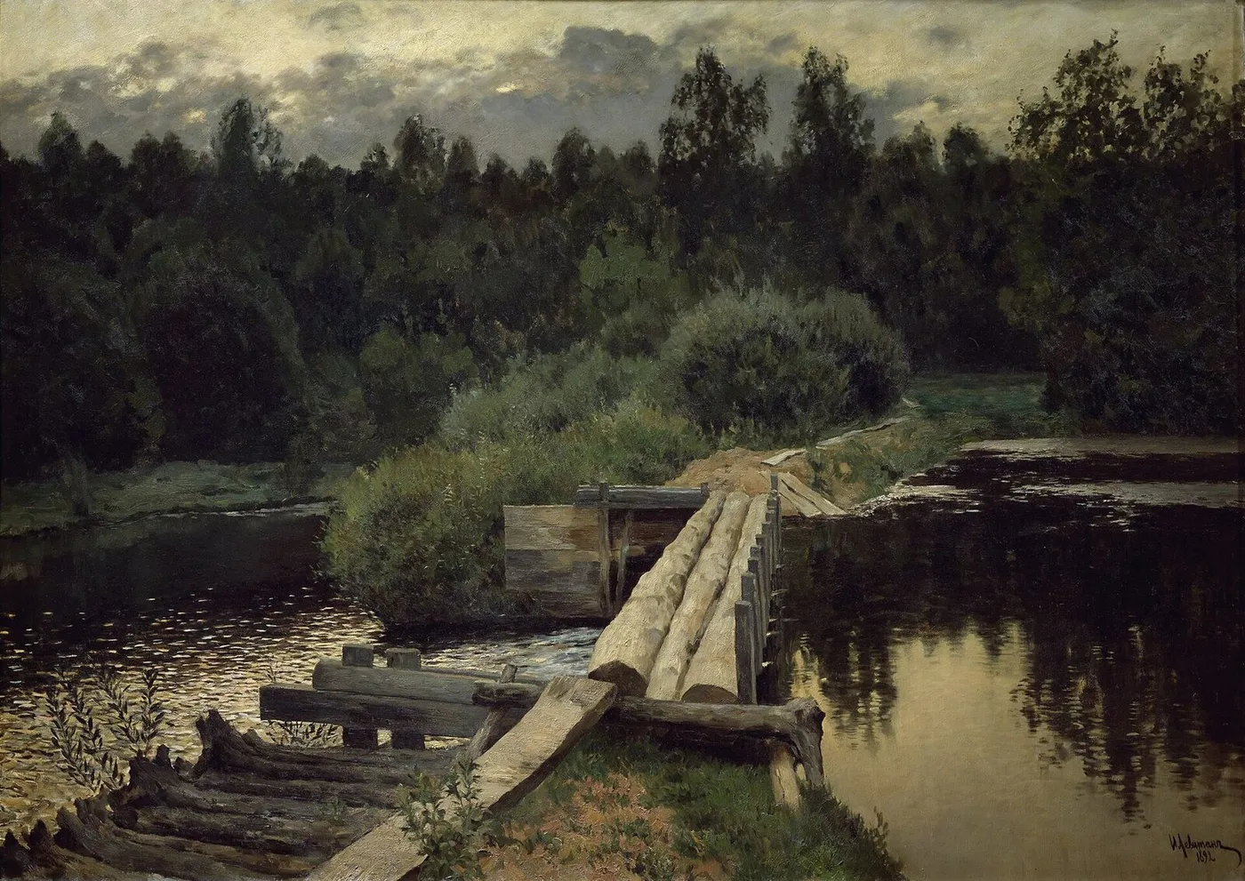 By the Pool (1892) by Isaac Levitan — original painting reproduced as a hand-painted oil on canvas