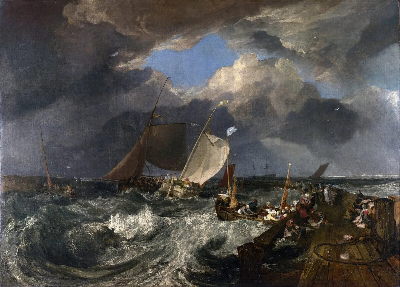 Calais Pier (1803) by J. M. W. Turner — original painting reproduced as a hand-painted oil on canvas