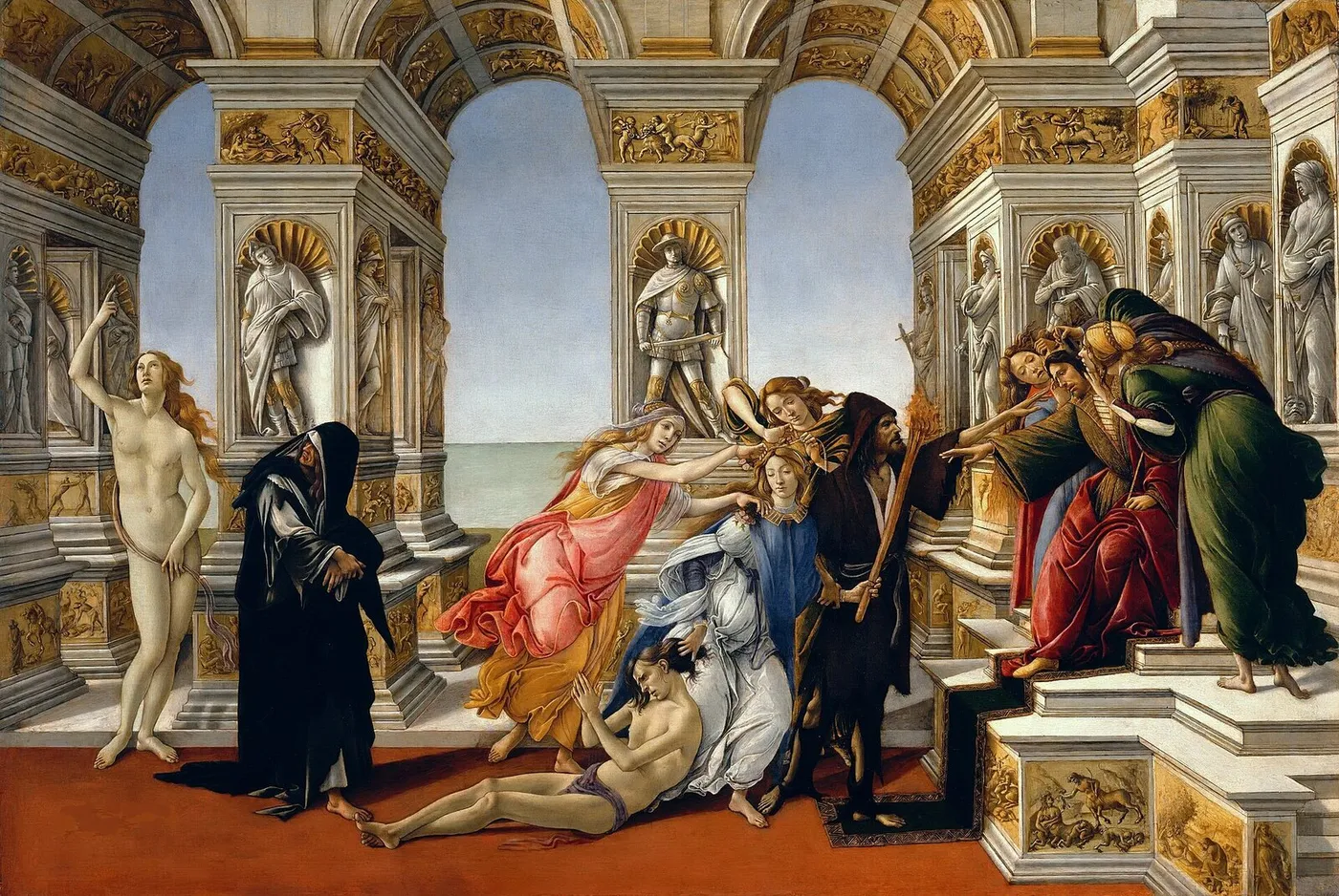 Calumny of Apelles (1497) by Sandro Botticelli — original painting reproduced as a hand-painted oil on canvas