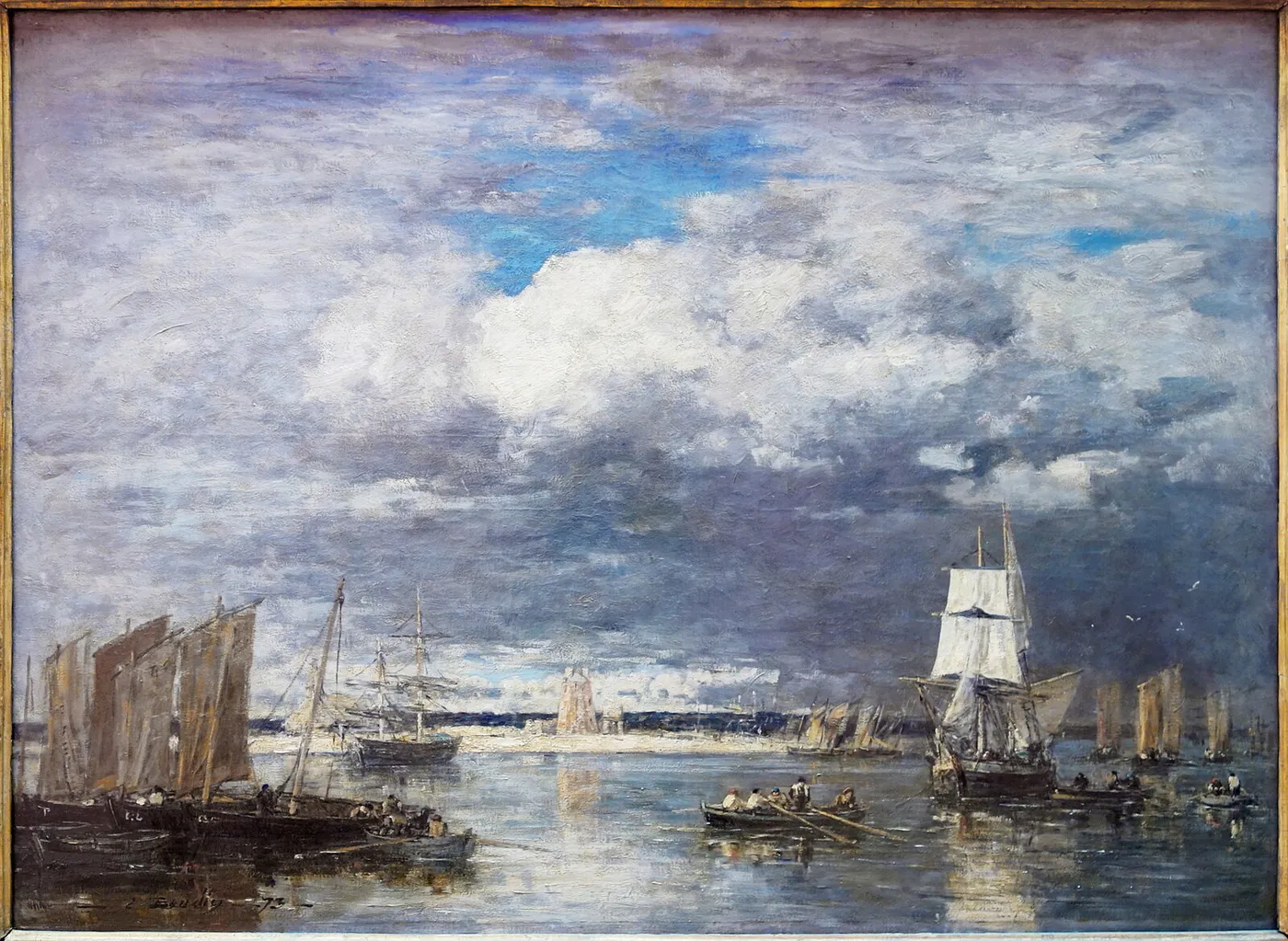 Camaret. The Harbor During a Thunderstorm (1873) by Eugène Louis Boudin — original painting reproduced as a hand-painted oil on canvas