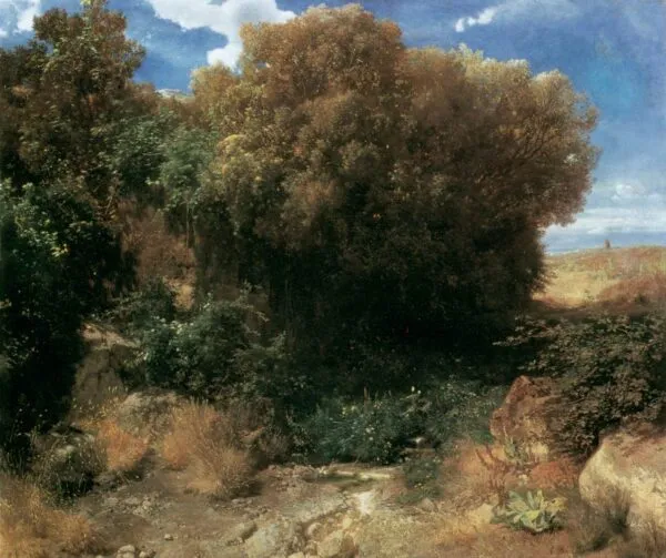 Campagna Landscape (1859) by Arnold Böcklin — original painting reproduced as a hand-painted oil on canvas